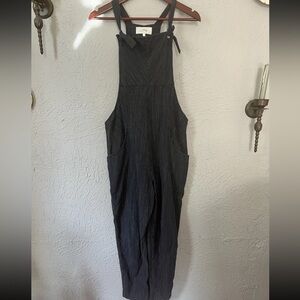 $300+ The GREAT. 100% Cotton Overalls Jumpsuit Size 1 (4) Navy Pinstripe Relaxed